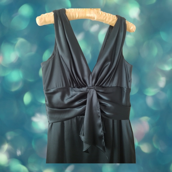 Jessica Howard Forest Green Satin 6P Dress - Picture 3 of 5